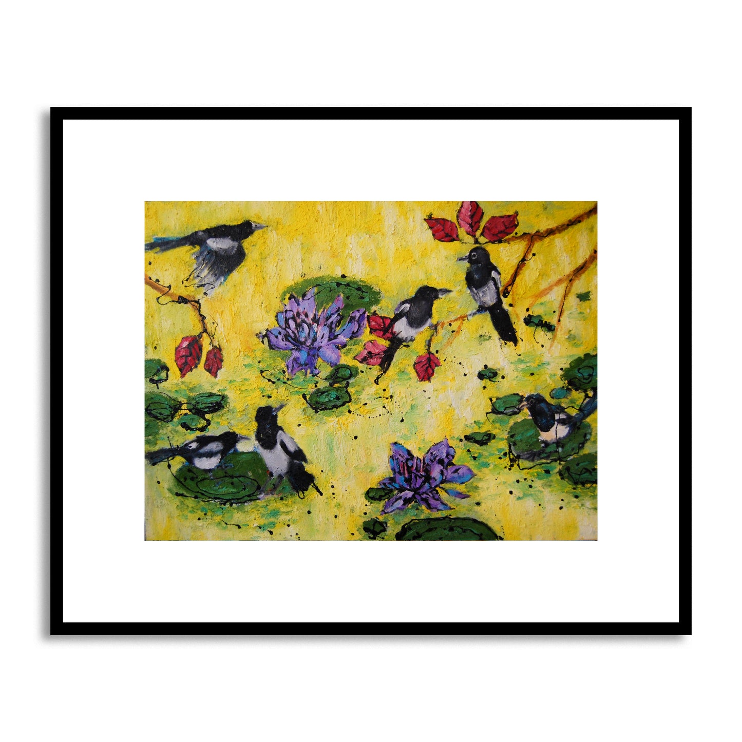 Six Magpies and a Lotus Secret – Art Print