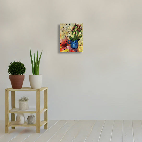 Survivor's Beauty by Nimchi Yuen displayed in a cozy living space, showcasing rich-colored Hypericum berries, adding nature-inspired charm and color to the decor.