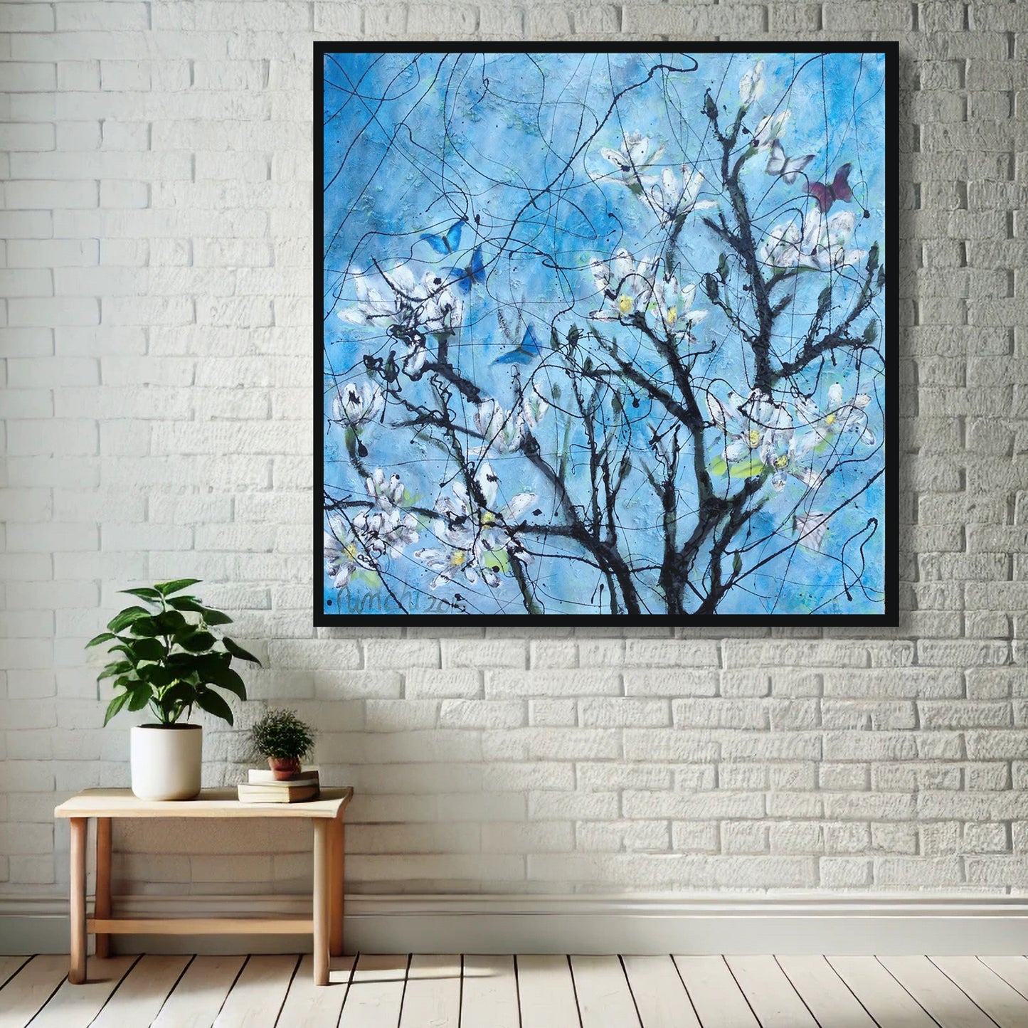 Black Magnolia Tree with Butterflies – Art Print