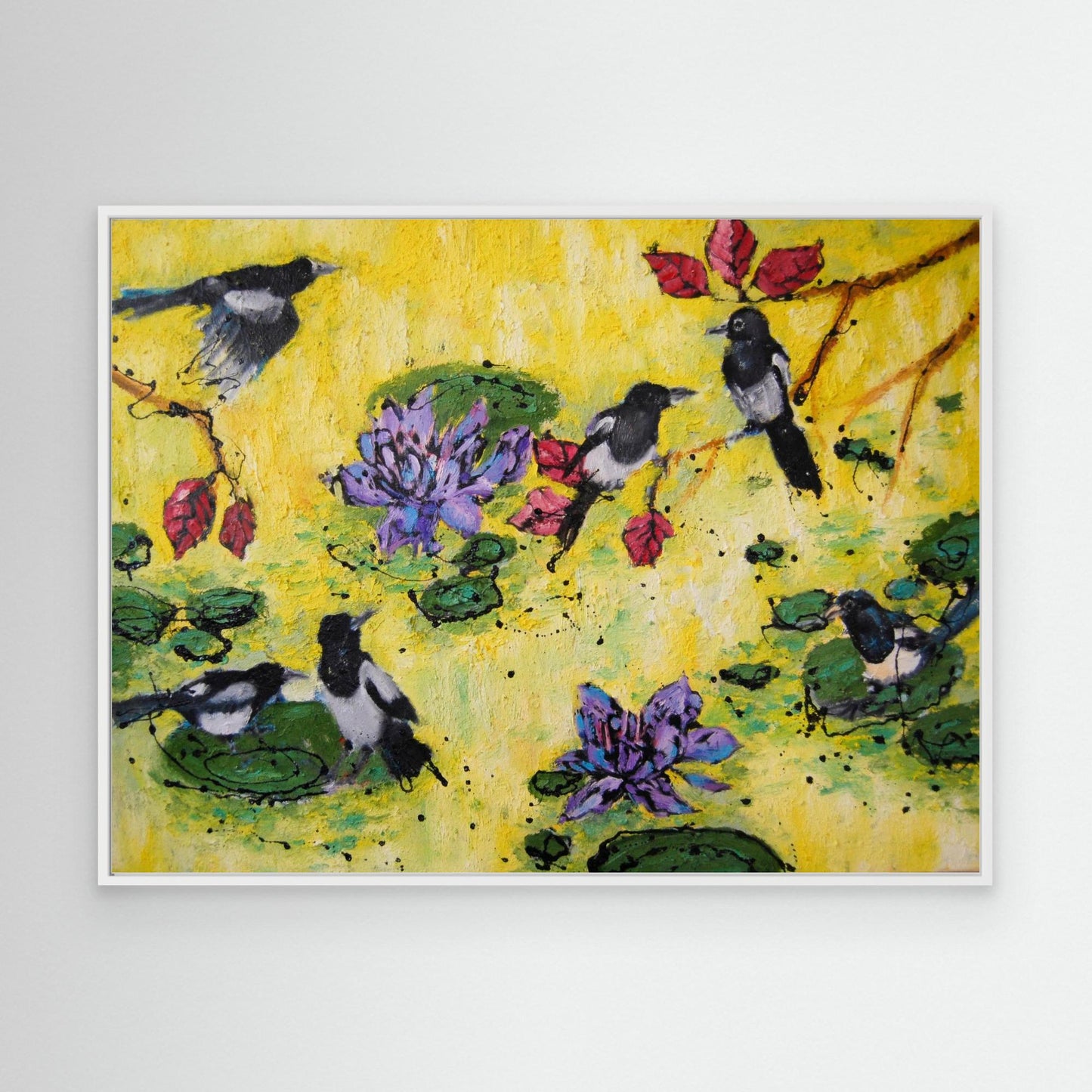 Seis Urracas y un Secreto de Loto - Impresión de Arte