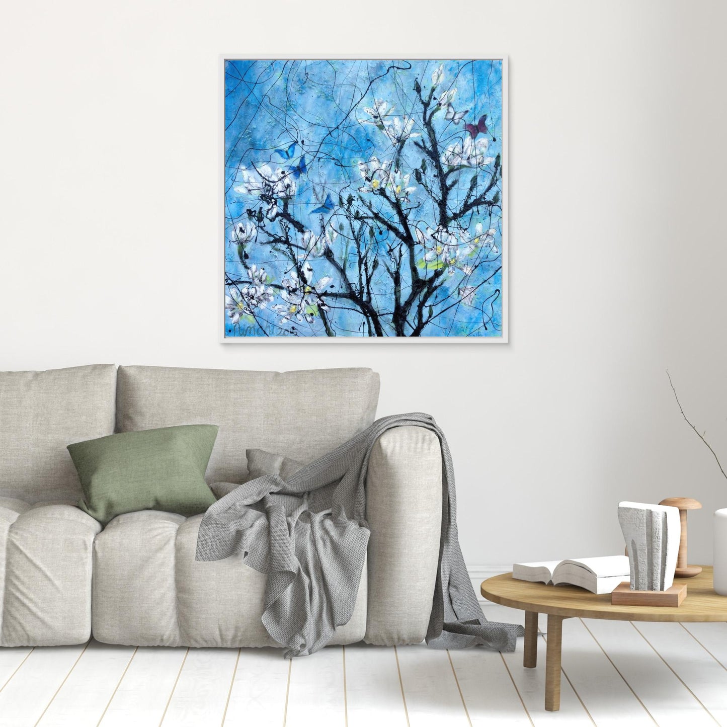 Black Magnolia Tree with Butterflies – Art Print