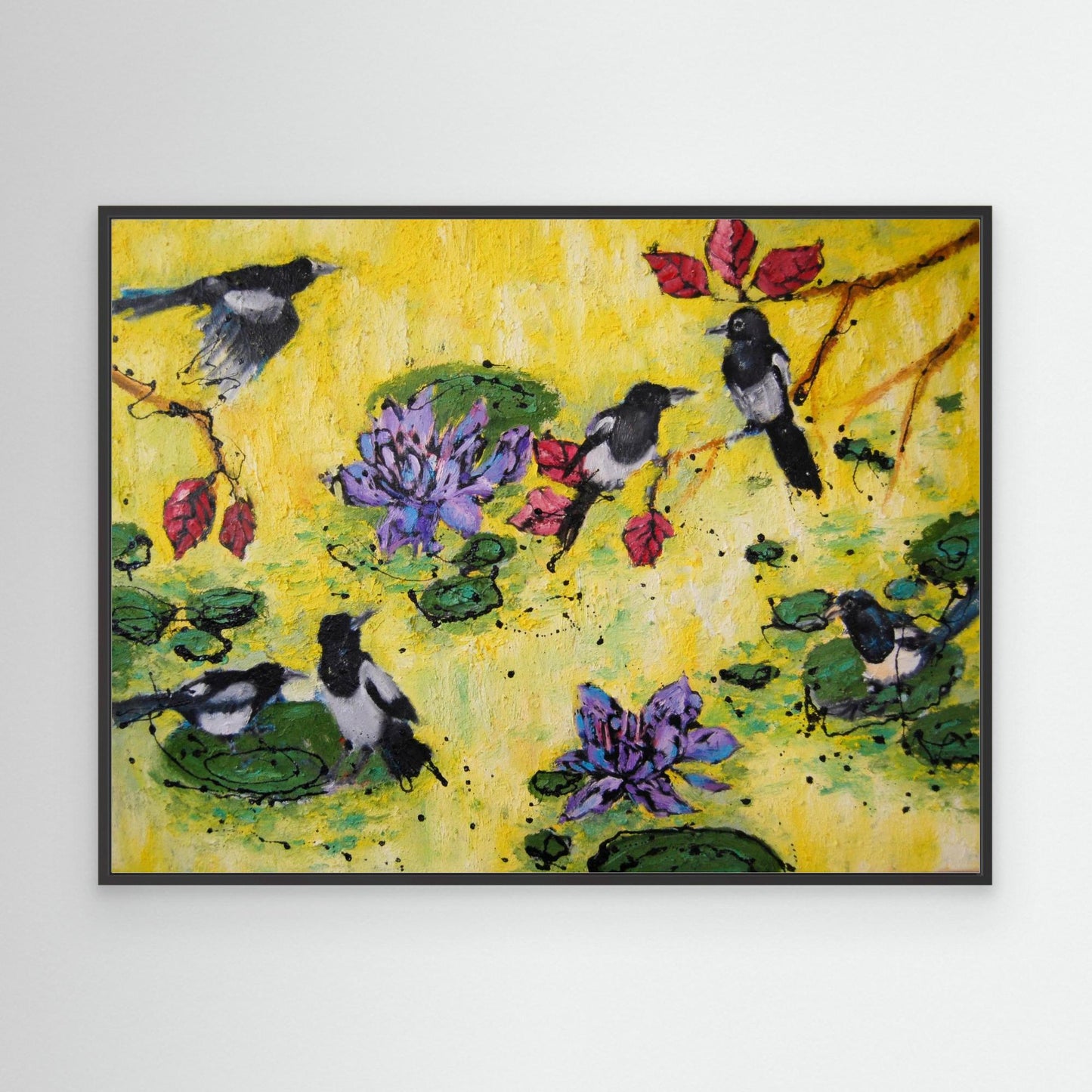 Seis Urracas y un Secreto de Loto - Impresión de Arte