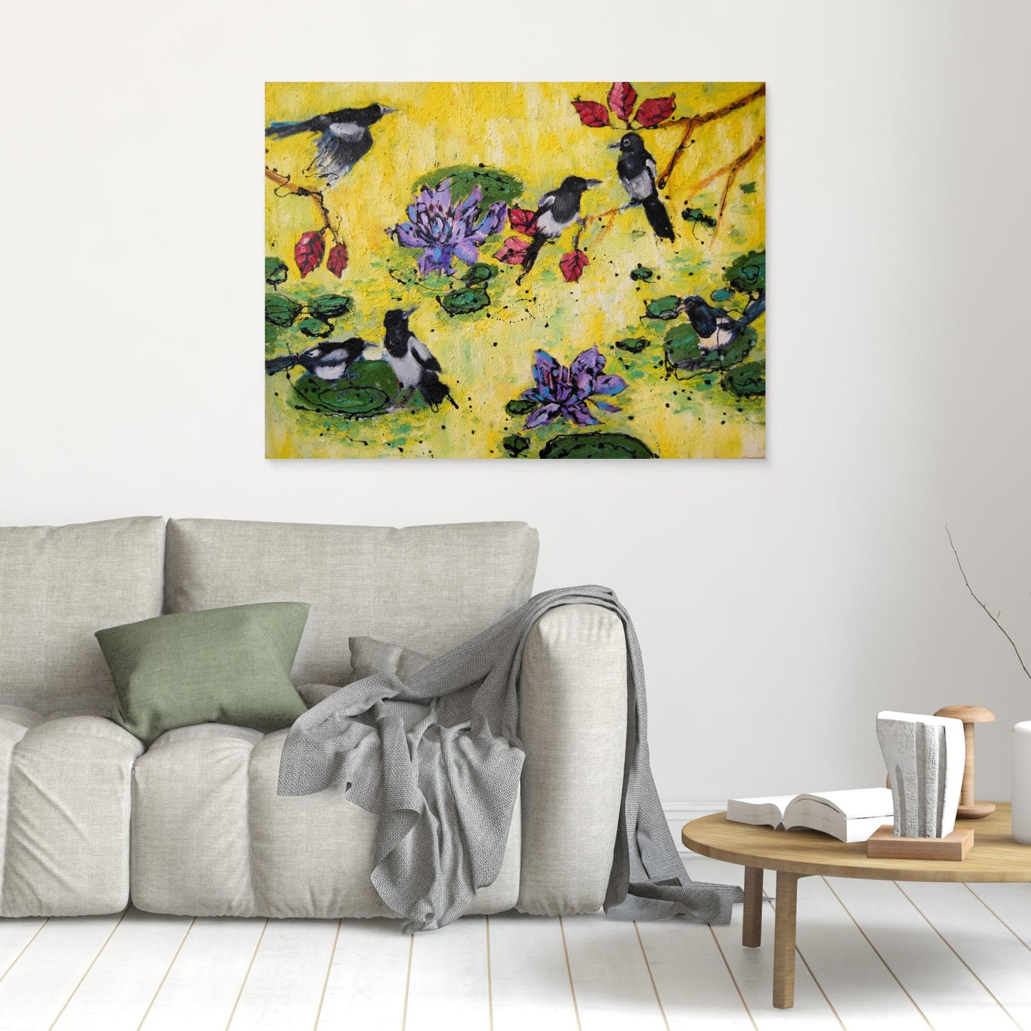 Seis Urracas y un Secreto de Loto - Impresión de Arte