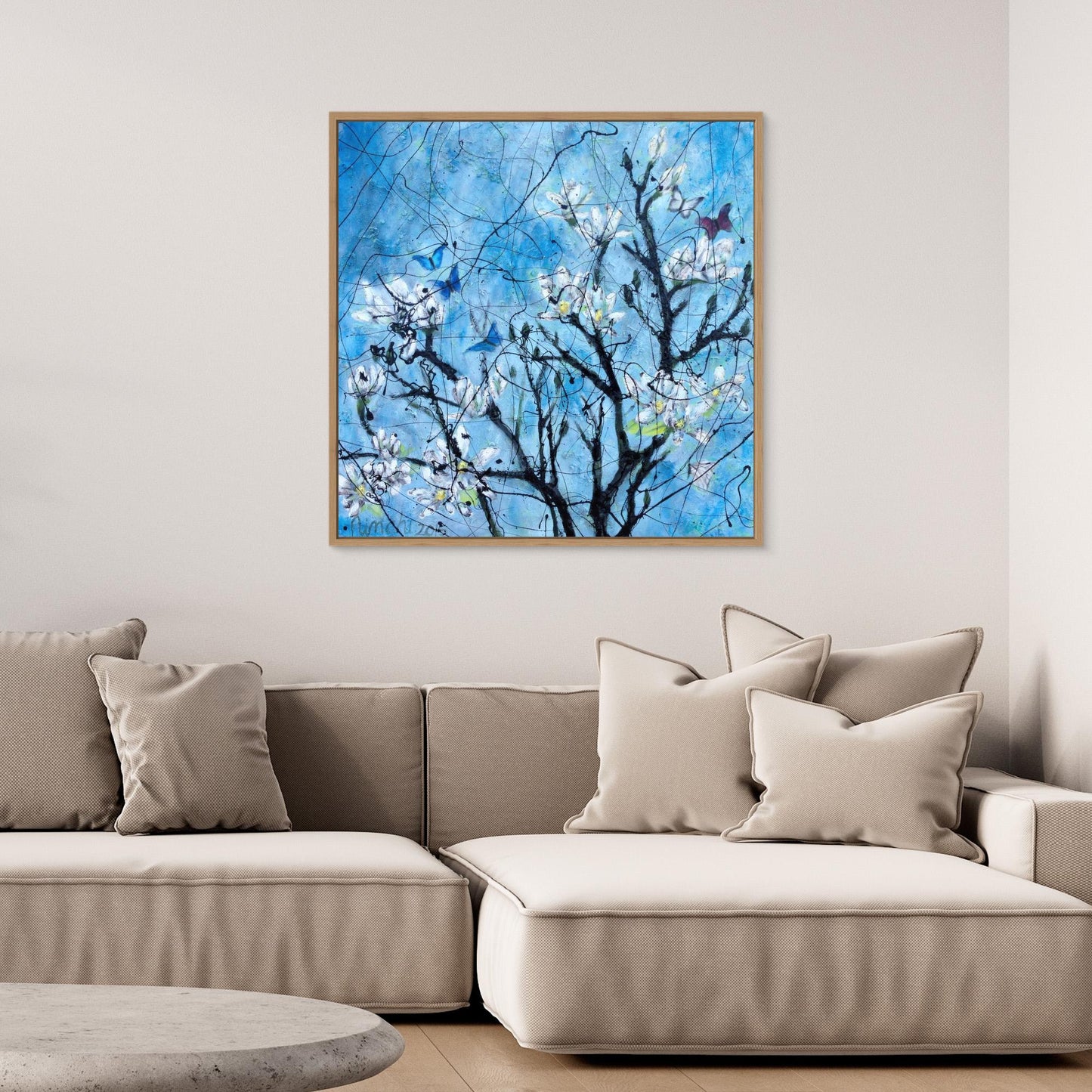 Black Magnolia Tree with Butterflies – Art Print
