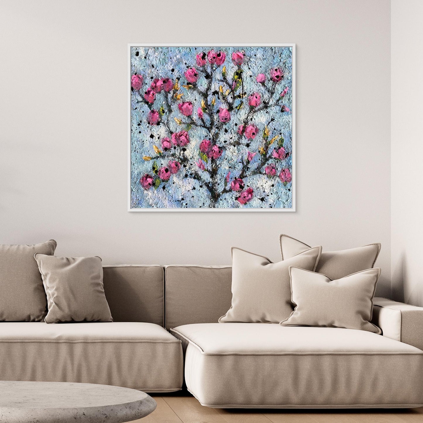 Magnolias Rosas al Sol de la Mañana - Impresión de Arte