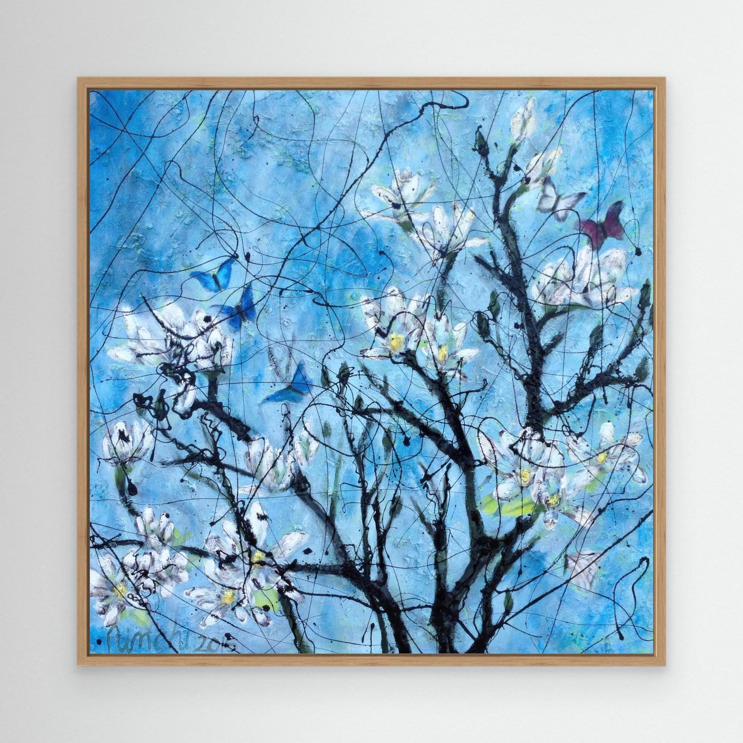 Black Magnolia Tree with Butterflies – Art Print