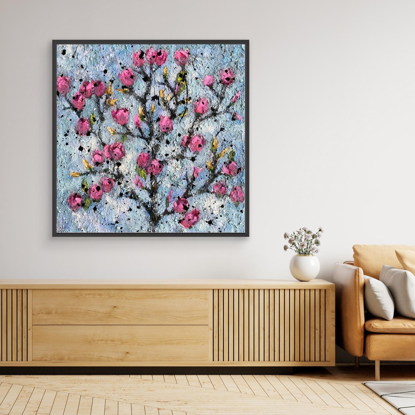 Magnolias Rosas al Sol de la Mañana - Impresión de Arte