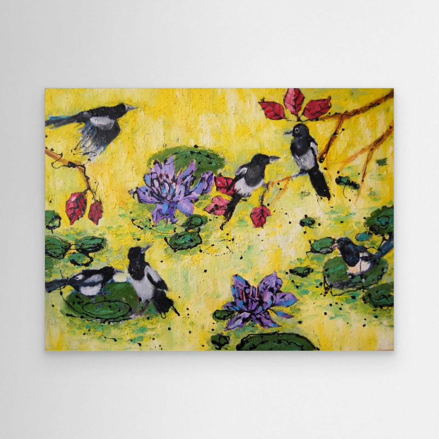 Seis Urracas y un Secreto de Loto - Impresión de Arte