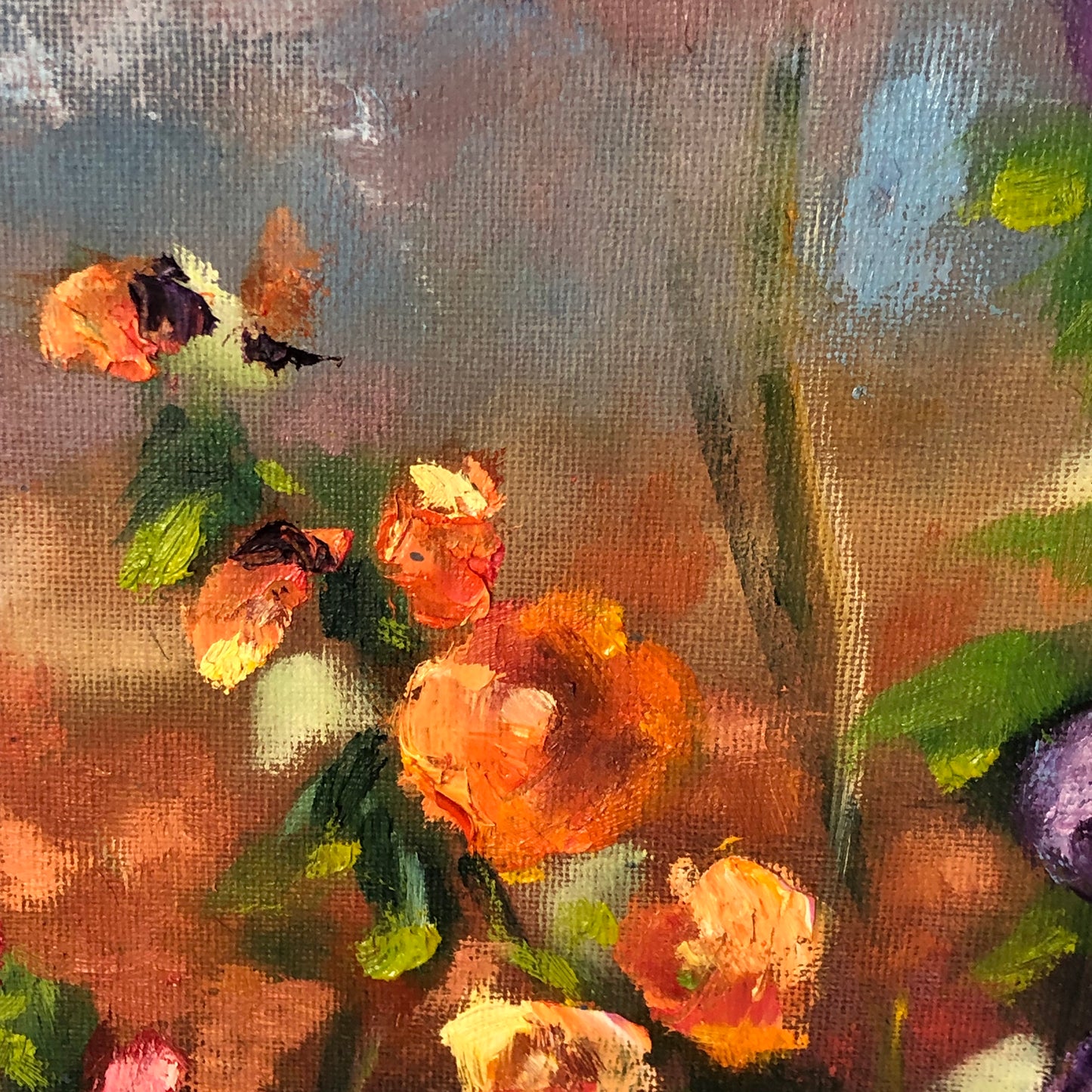 Hollyhocks in Blue Light