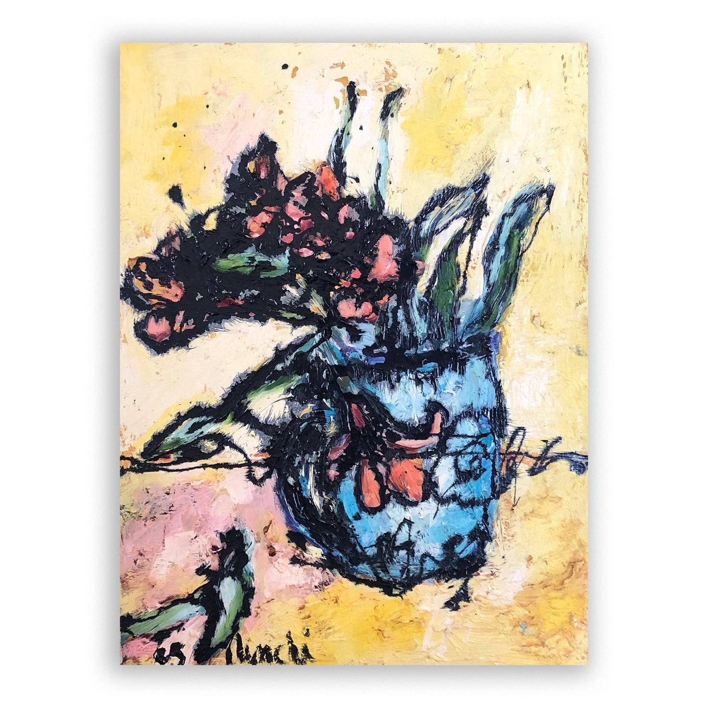 Blue Pot with Hypericum Berries